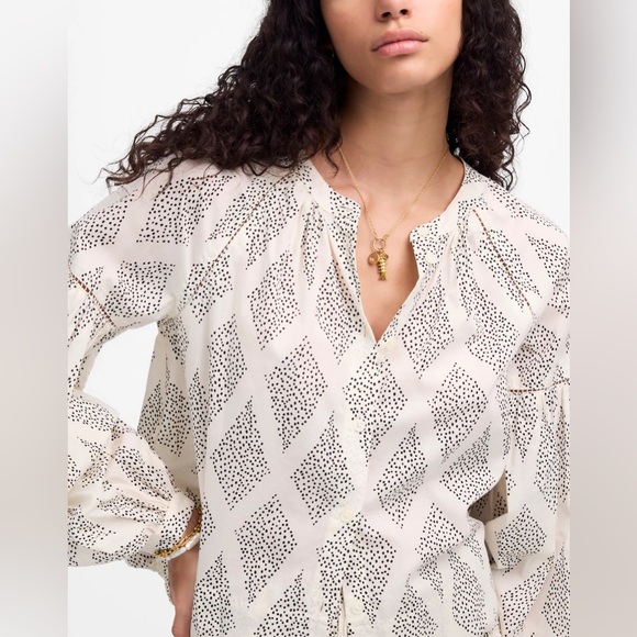 Madewell Tops - NWT! Madewell | Lighthouse Shirred Balloon-Sleeve Top in Geometric Print | S